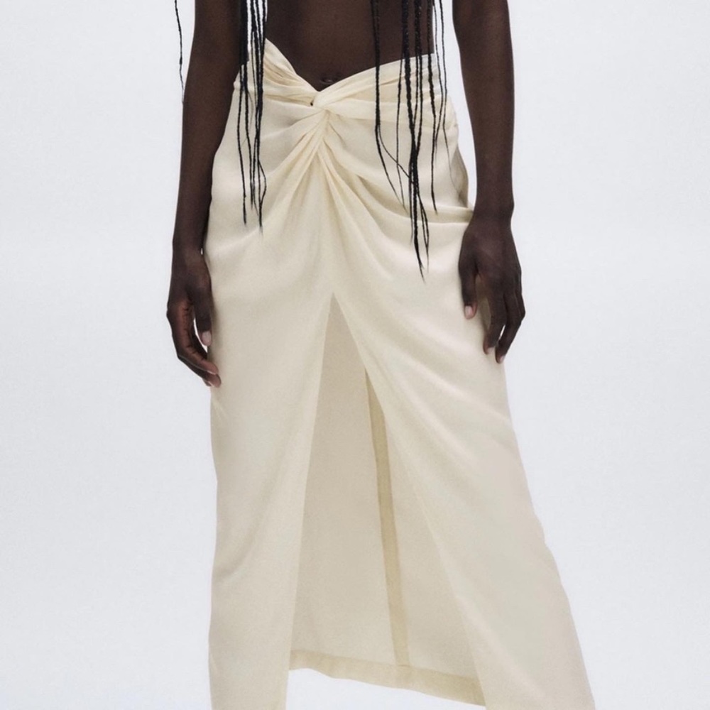 ZARA KNOT FRONT SLIT SKIRT - Picture 9 of 10